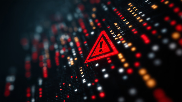 Digital lights with caution sign